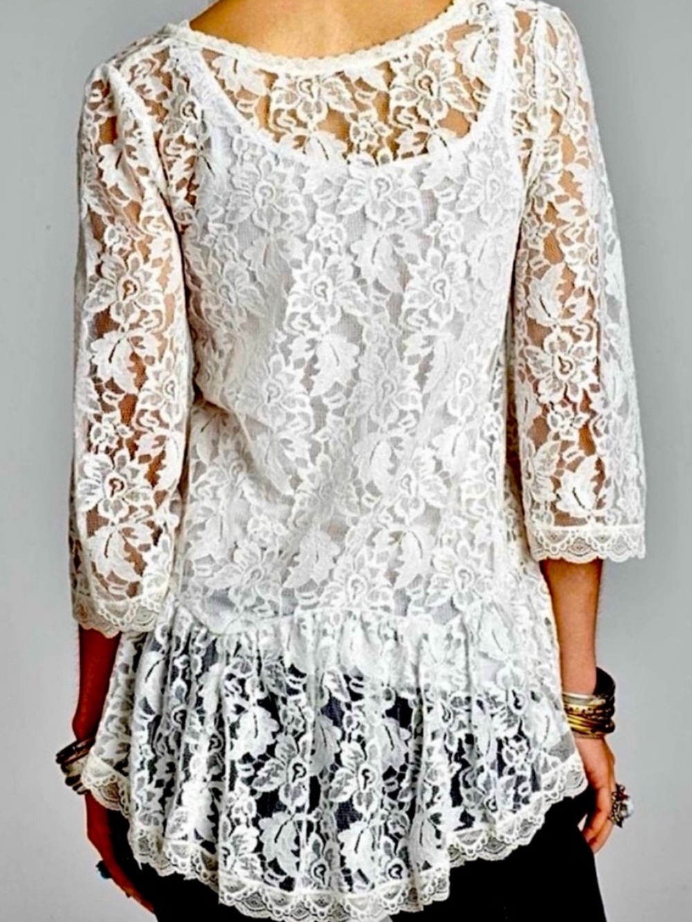 🌺🎉HP🎉🌺 NWOT Free People Floral Lace Ruffled Top - Picture 3 of 15